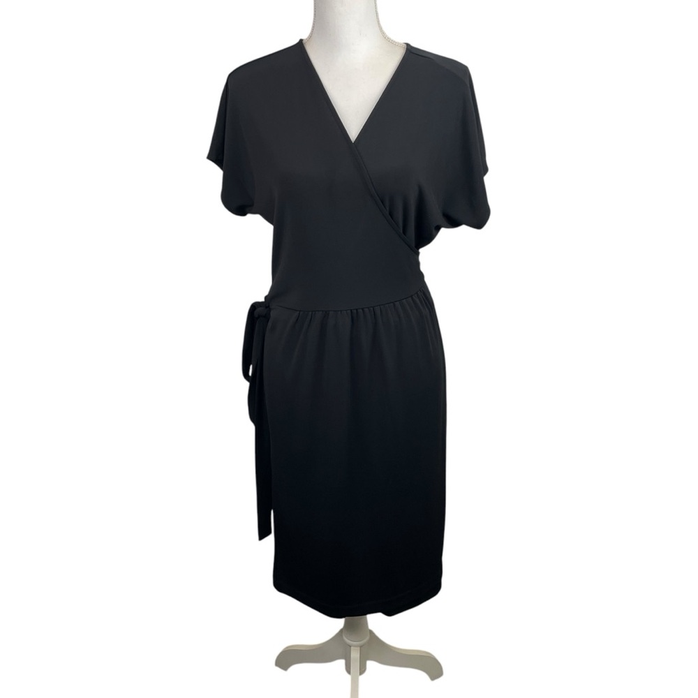 Ann Taylor | Black Knit Short Sleeve Wrap Dress